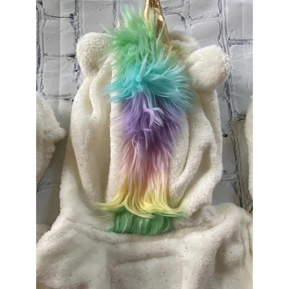 New Baby Girl Wippette Unicorn Warm Fall Sweater Jacket 3-6m Hood/Hand Covers - Picture 8 of 10